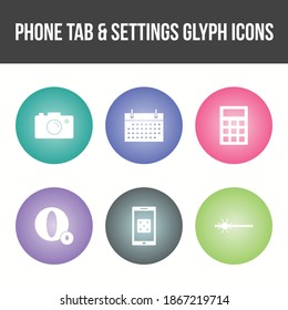 Unique Phone Tab and Settings Vector Icon Set