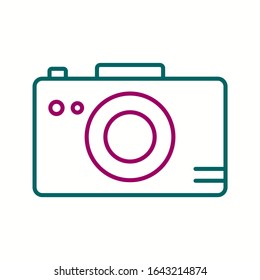 Unique Photograph On Camera Vector Line Icon