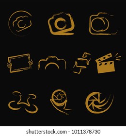 An Unique Photography Brush Logo Set great for your photography graphic needs!
