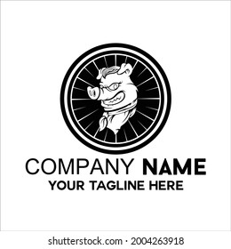 unique pig head silhouette vector
