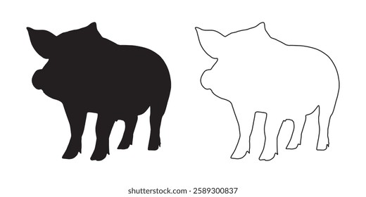 Unique Pig Silhouette - Premium Pig Outline for Printing
