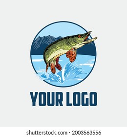 Unique Pike Jumping out of Vector illustration