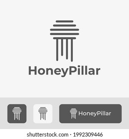 vector de logotipo de pilar único con combinación de panal de abeja