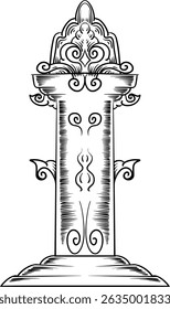 unique pillars with traditional carvings