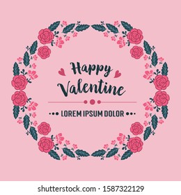 Unique pink flower frame art for valentines day greeting cards. Vector