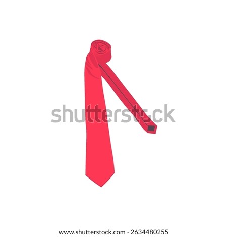 Unique pink rolled necktie illustration with a standing position and perspective effect. Creative and modern design for fashion, gift cards, or minimalist artwork.