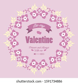 Unique pink and white floral frame, for greeting card wallpaper happy valentine sweet. Vector