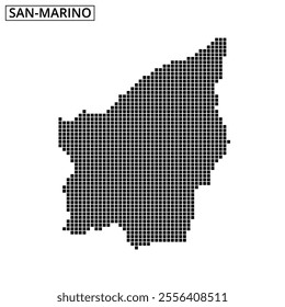 A unique pixelated design showcases the outline of San Marino, highlighting its geographical shape in an artistic manner.