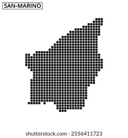 A unique pixelated design showcases the outline of San Marino, highlighting its geographical shape in an artistic manner.