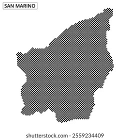 A unique pixelated design showcases the outline of San Marino, highlighting its geographical shape in an artistic manner.