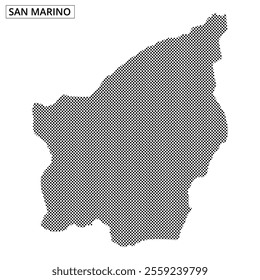 A unique pixelated design showcases the outline of San Marino, highlighting its geographical shape in an artistic manner.