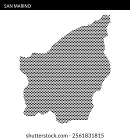 A unique pixelated design showcases the outline of San Marino, highlighting its geographical shape in an artistic manner.