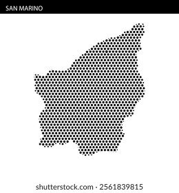 A unique pixelated design showcases the outline of San Marino, highlighting its geographical shape in an artistic manner.