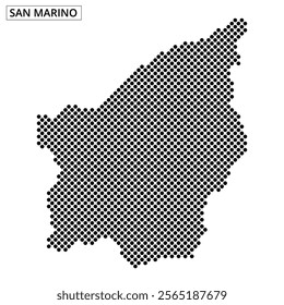 A unique pixelated design showcases the outline of San Marino, highlighting its geographical shape in an artistic manner.