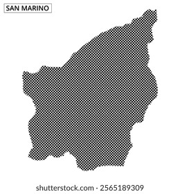 A unique pixelated design showcases the outline of San Marino, highlighting its geographical shape in an artistic manner.