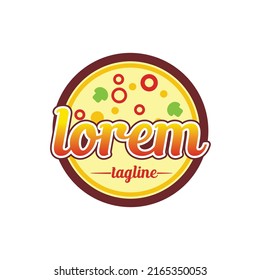 Unique pizza logo and font, emblem, badge object graphic illustration. Fast food restaurant 
