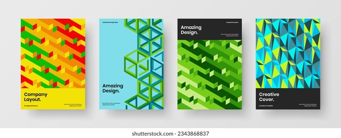 Conjunto único de plantillas de diseño de vector A4 de rótulo. Colección de ilustraciones de afiches de mosaicos vivos.