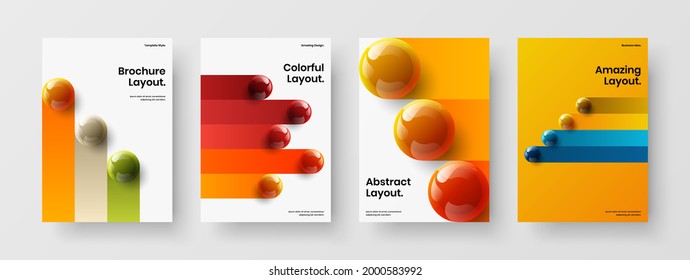 Composición única de la ilustración de diseño vectorial de carteles. Increíble paquete de diseño de folletos de esferas realistas.