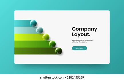 Ilustración de diseño de vector de rótulo único. Simple plantilla de pantalla del sitio web de bolas 3D.