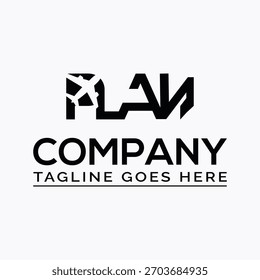 Unique PLANE letter logo design on a white background