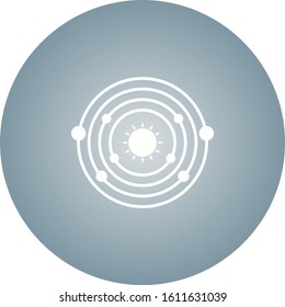 Unique Planet Orbitting Sun Vector Glyph Icon