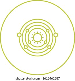 Unique Planet Orbitting Sun Vector Line Icon