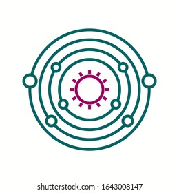 Unique Planet Orbitting Sun Vector Line Icon