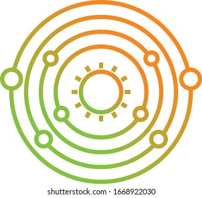Unique Planet Orbitting Sun Vector Line Icon