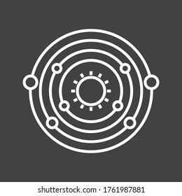 Unique Planet Orbitting Sun Vector Line Icon