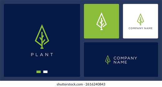 Unique plant logo design template
