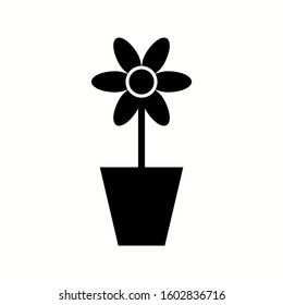Unique Plant in Pot Vector Glyph Icon