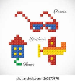 Unique Plastic Parts Airplane, Glasses & House Toys
