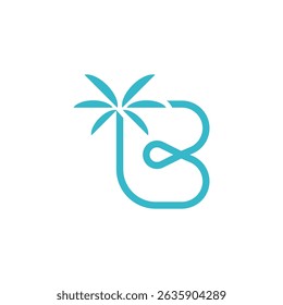 Logotipo único e brincalhão combinando uma linha azul clara minimalista formando uma letra 