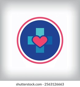 Unique plus sign and heart logo design. It has a linear design and flat style. vector flat style. suitable for company
