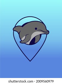 unique pn icon with dolphin jump from the circle