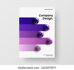 Unique poster A4 design vector illustration. Abstract realistic balls banner layout.