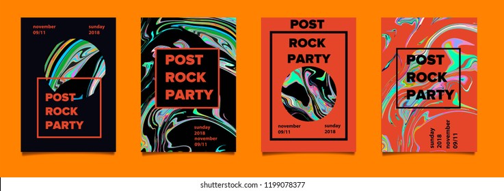 A unique poster set with avant-garde design for music or art event in bright color scheme. 