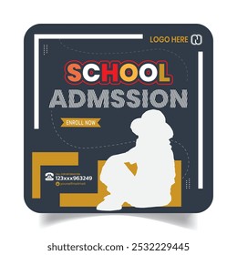 Banner exclusivo de design de postagem de mídia social Premium School