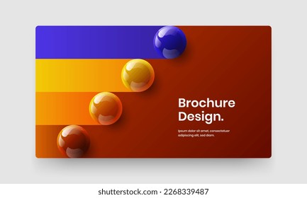 Unique presentation vector design concept. Original 3D balls magazine cover layout.