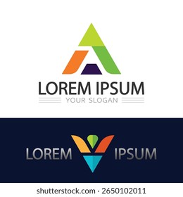 Emblema prismático único triângulo com estilo arco-íris vetor logotipo conceito