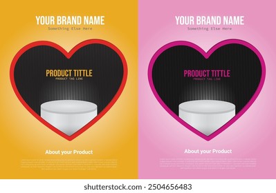 Diseño editable único del Vector de la forma del amor del podio del Producto Utilice esta Plantilla usted puede hacer su producto más visible para hacer publicidad