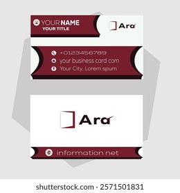 Unique Professional Business Card Design Template red and white and black