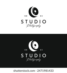 Unique professional photography camera lens logo design. Logo for business, studio, media,