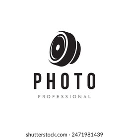 Unique professional photography camera lens logo design. Logo for business, studio, media,
