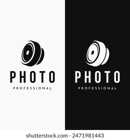 Unique professional photography camera lens logo design. Logo for business, studio, media,