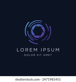 Unique professional photography camera lens logo design. Logo for business, studio, media,