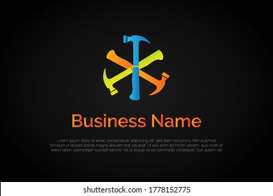 Unique Propeller Hammer Logo Template Initial Letter Logo For Your Company Name, Alphabet Logo Template Ready For Use, Modern Initial Logo