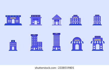 unique purple set collection hotel casual vector icon 3d  symbols isolated on background.3d design cartoon style. 