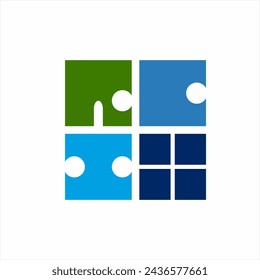 Unique puzzle logo design with a window concept.