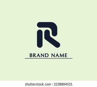 Diseño único de logotipo de letra R en fondo gris